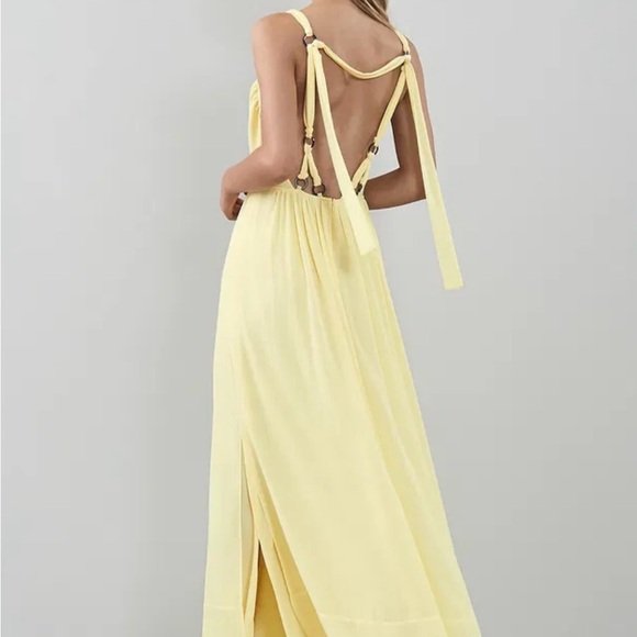 New Reiss Carlotta Yellow Maxi Dress Sz 4 - Picture 3 of 9